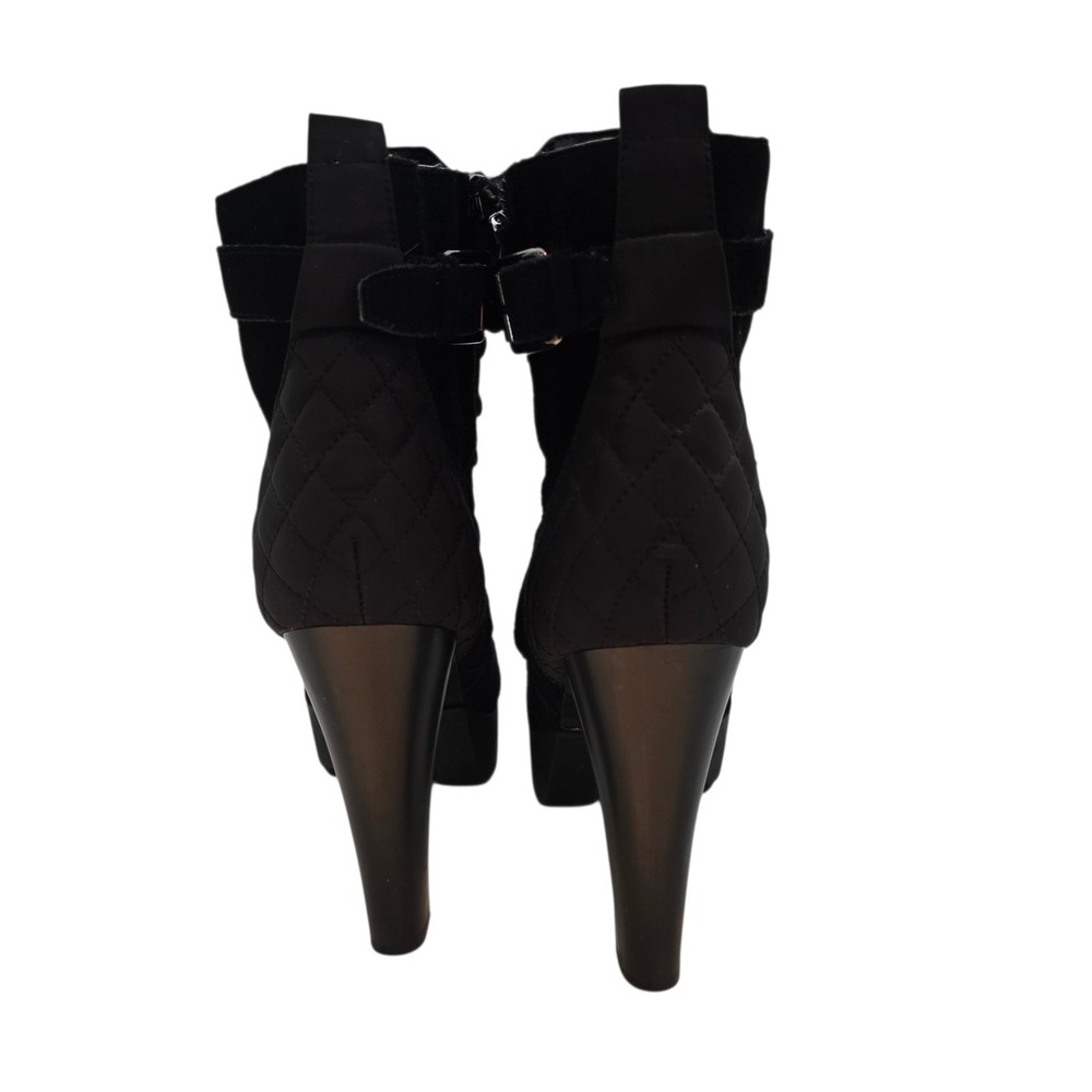 GUESS Black Quilted Lace Up‎ Women's Platform Ankle Boots Heeled Combat Size 7.5 - Picture 7 of 10
